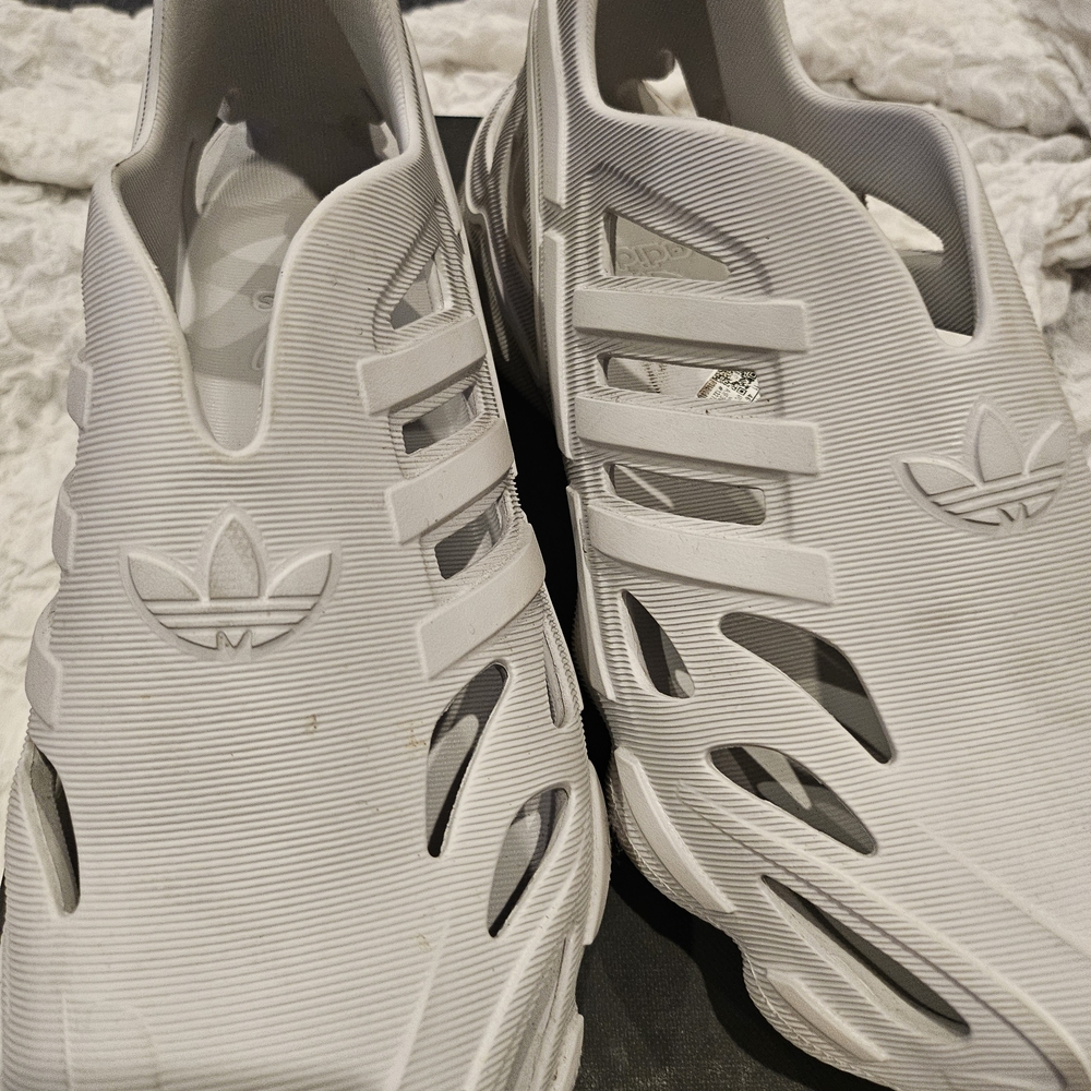 Adidas White Cut-Out Slip-On Shoes